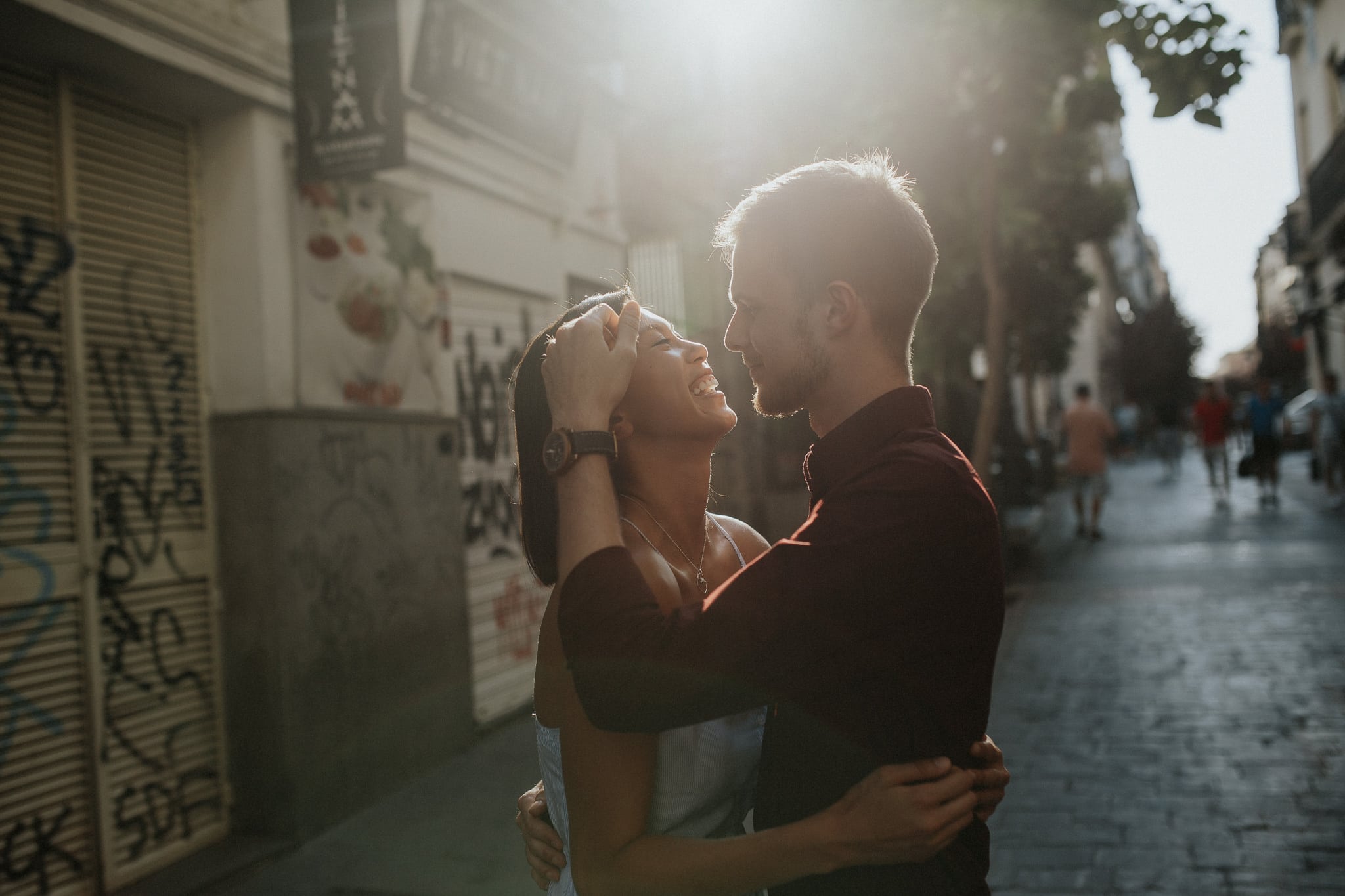 Candid Engagement Sunset Madrid 