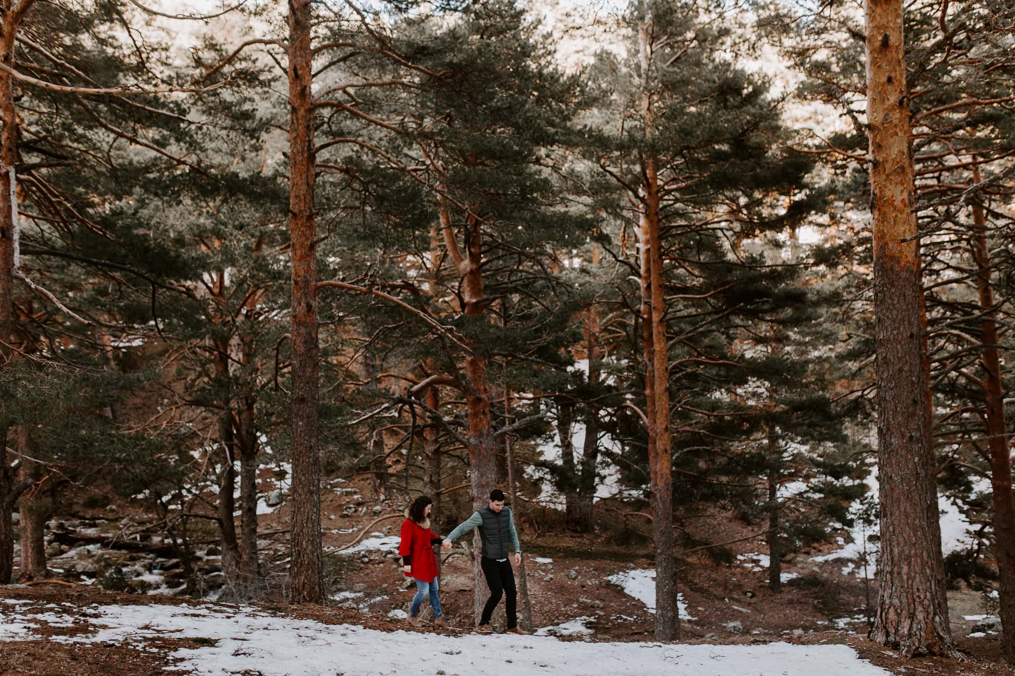 Fotógrafo Preboda en el bosque Madrid Nieve